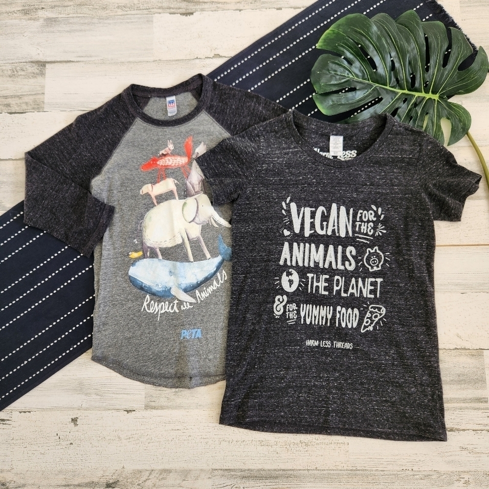 Harm Less Threads Peta Bundle Of 2 Vegan Shirts Gray Size XS